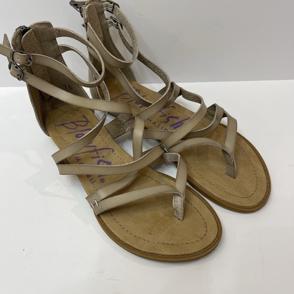 Blowfish Women's Thong Sandal With Back Zipper Tan Size 7.5